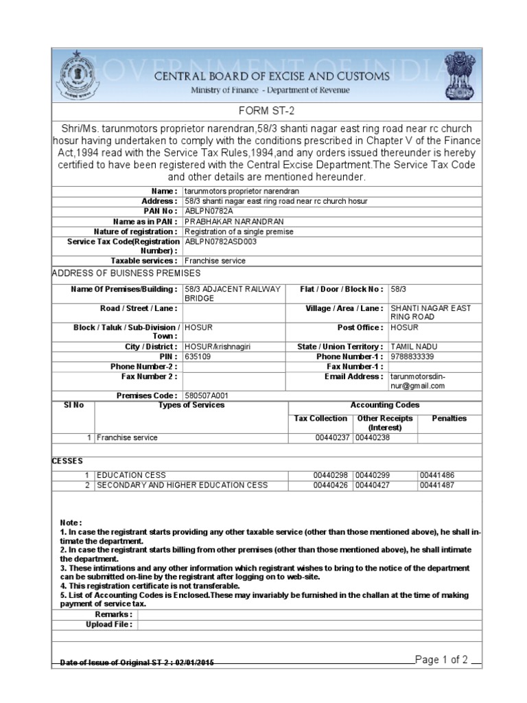 Address of Buisness Premises | PDF