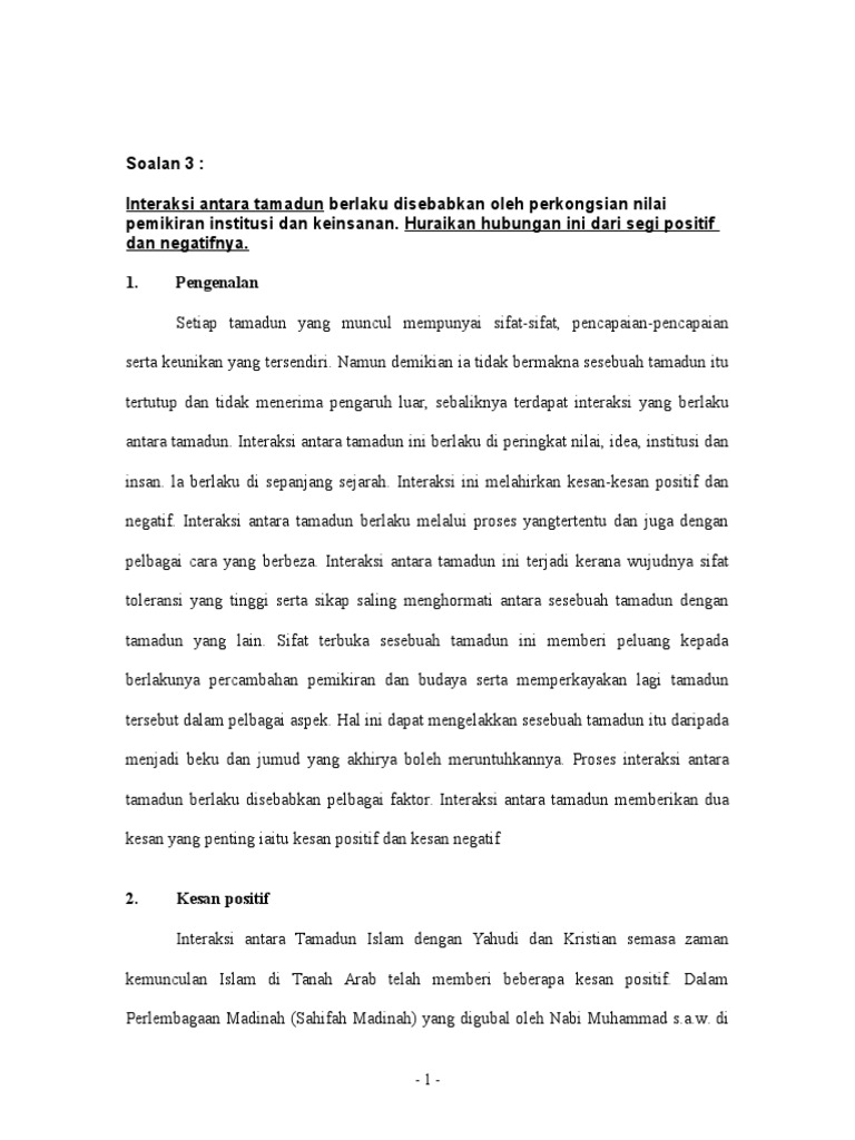 Kesan Positif Dan Negatif Interaksi Antara Tamadun Pdf