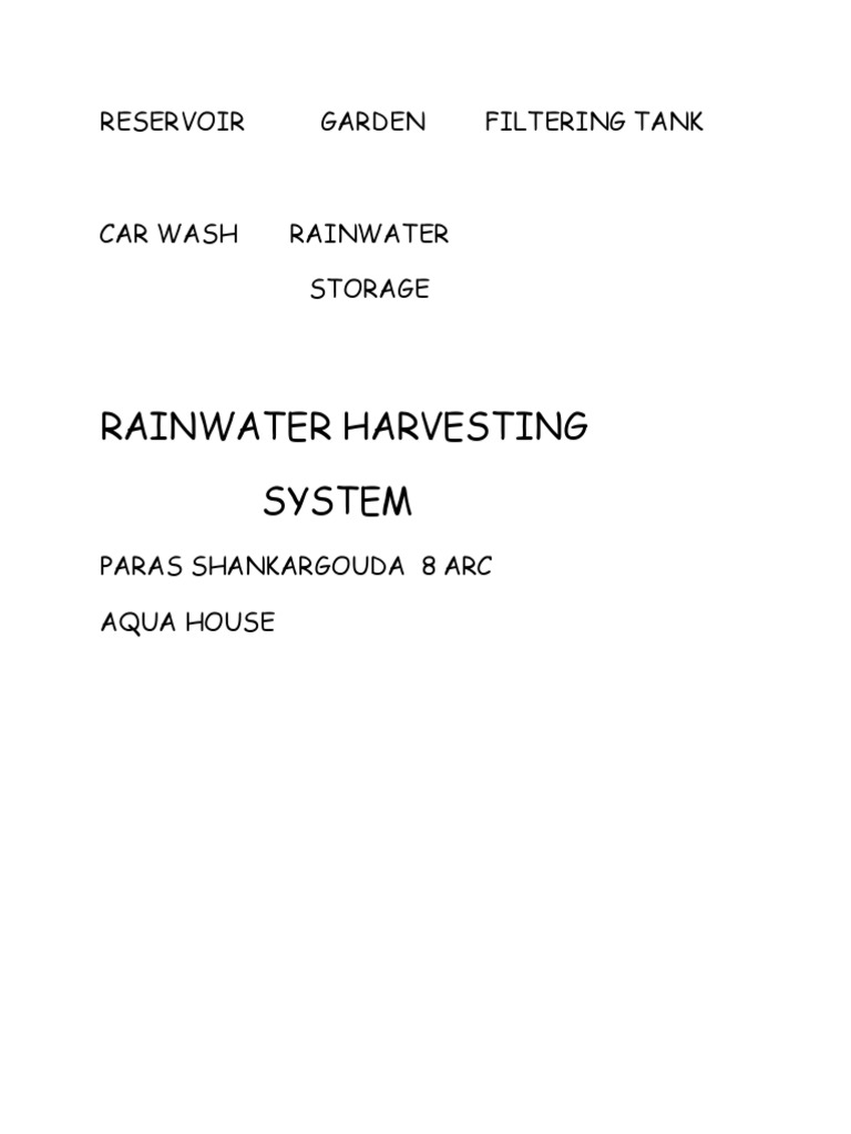 Rainwater Harvesting System Guide | PDF