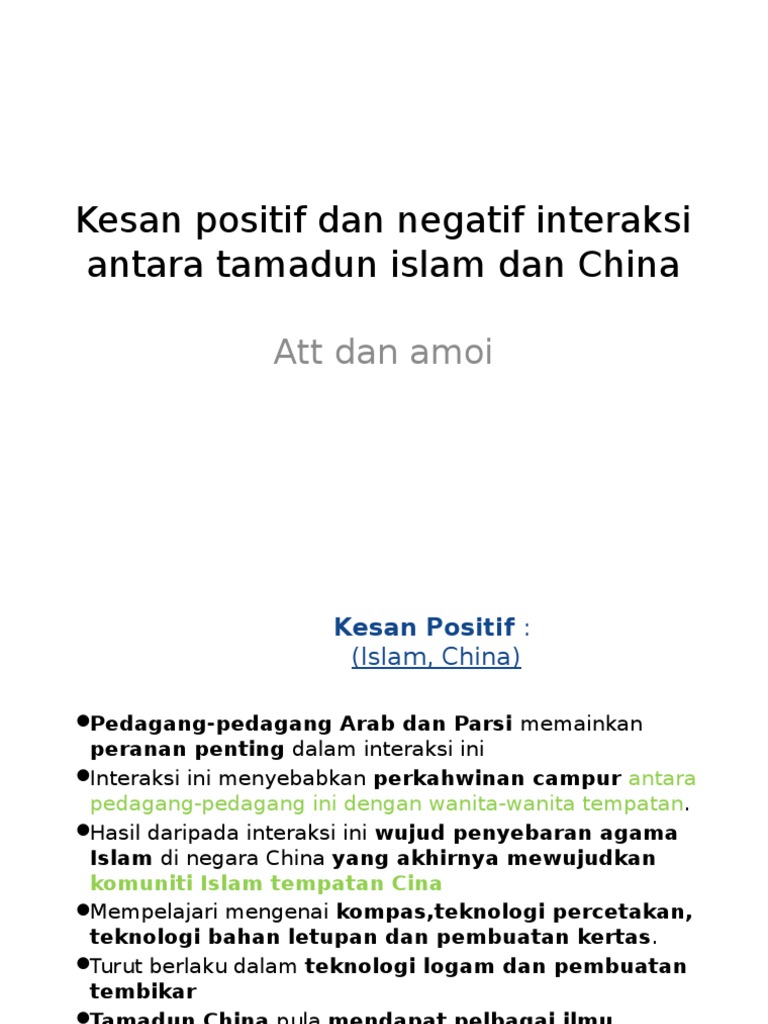 Kesan Positif Dan Negatif Interaksi Antara Tamadun Kraambo