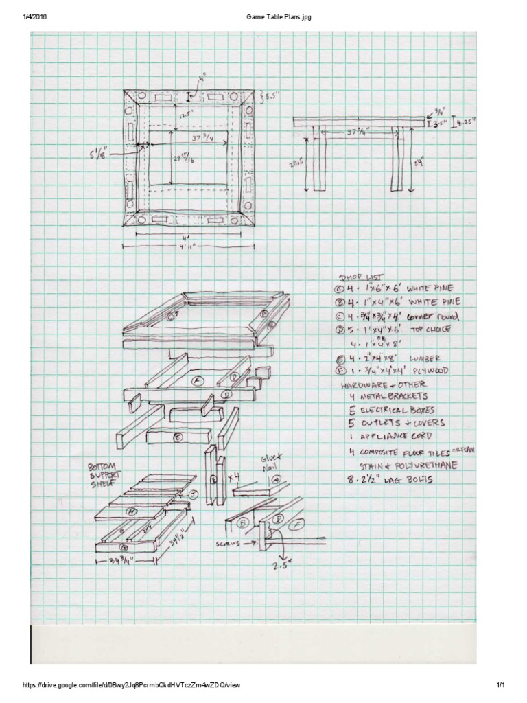 Game Table Plans Guide | PDF
