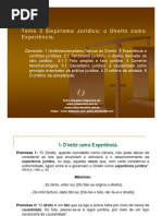 Tema 3 Empirismo Jurídico - O Direito Como Experiência, Ppt 2007