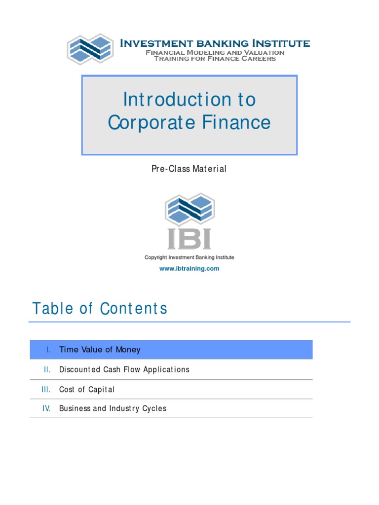 Introduction To Corporate Finance: Pre-Class Material | PDF | Cost Of ...