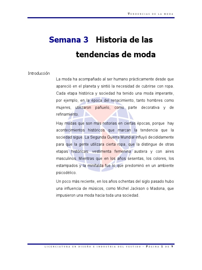 Historia de Las Tendencias de La Moda | PDF | Moda | Ropa