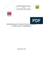 Determinação Simultânea de Aas e Cafeína em Comprimido Por Espectroscopia Uv/vis