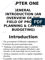 General Introduction (An Overview of The Field of Project Planning & Capital Budgeting)