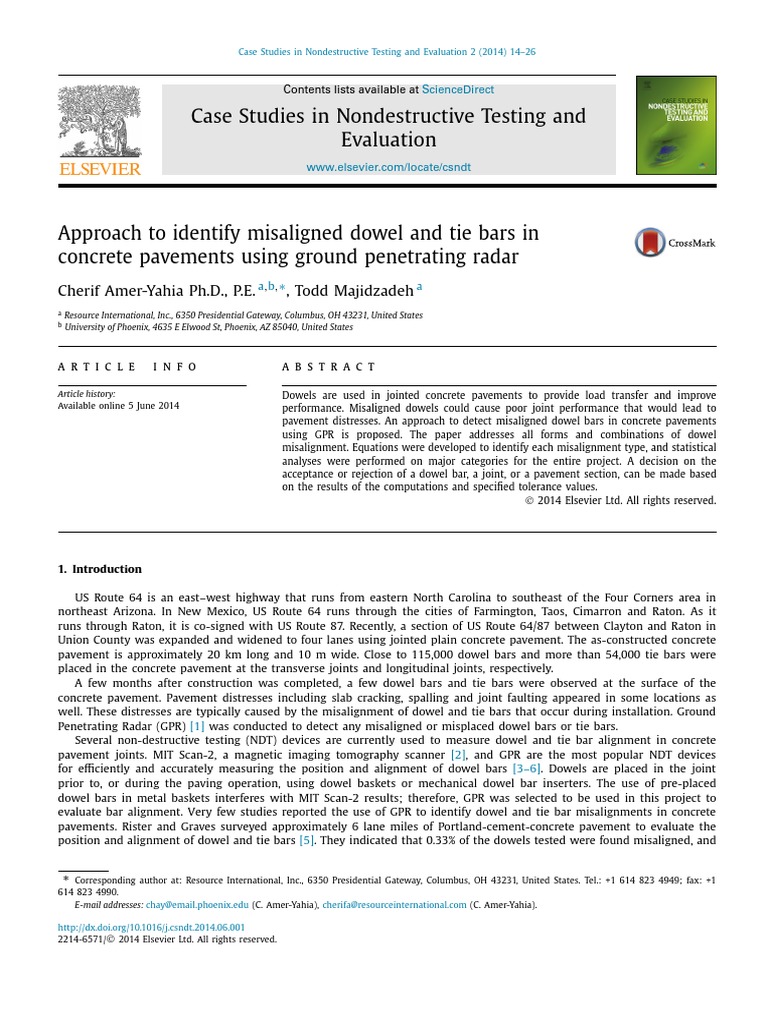 Detecting Misaligned Dowel Bars in Pavements | PDF | Skewness | Road ...
