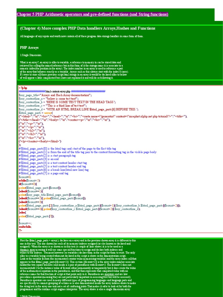 Chapter 5 PHP Arithmetic Operators and Pre-Defined Functions (And ...