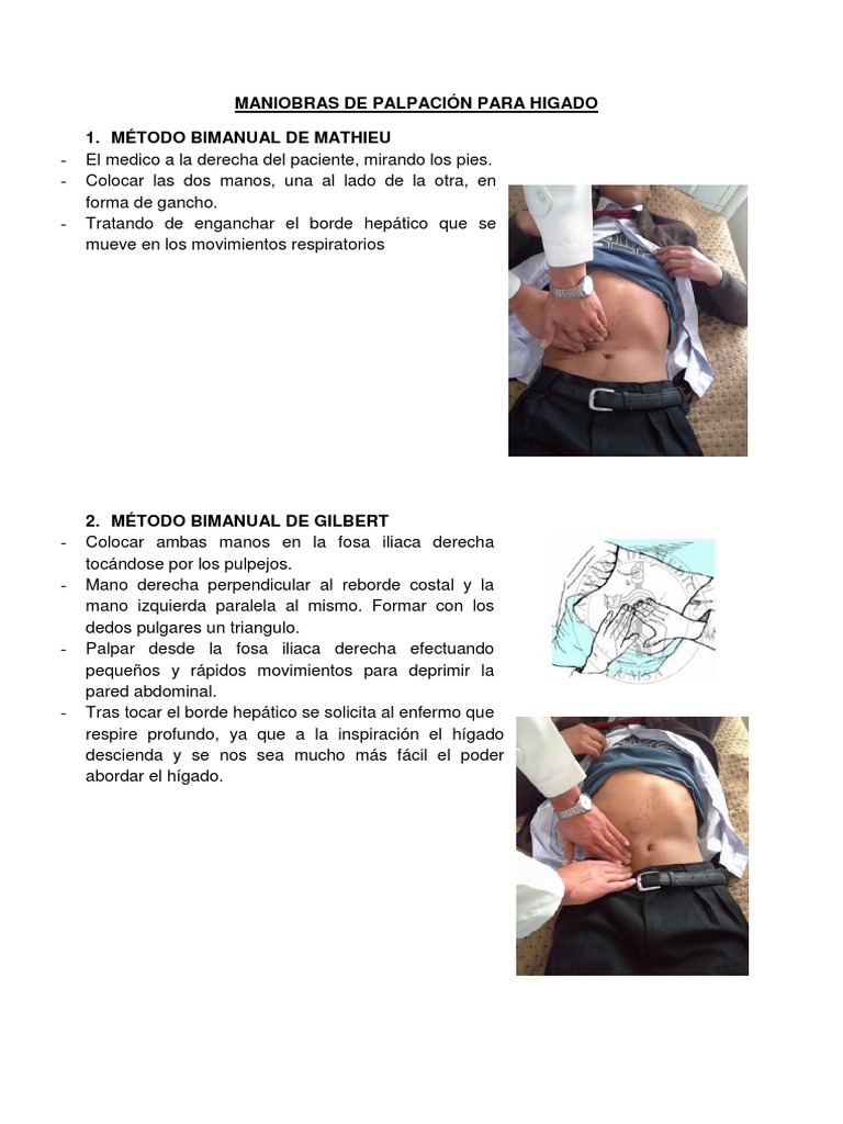 Maniobras de Palpación Hepática | PDF | Mano | Hígado