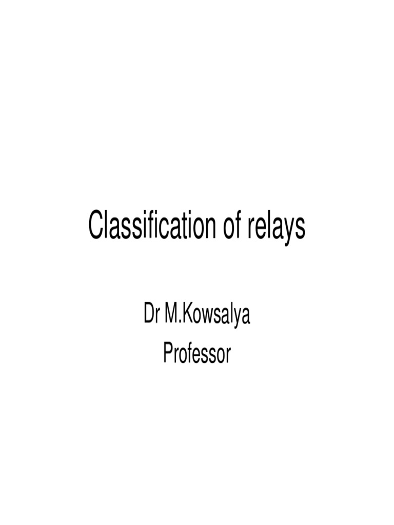 Classification of Relays PDF Relay Electric Current