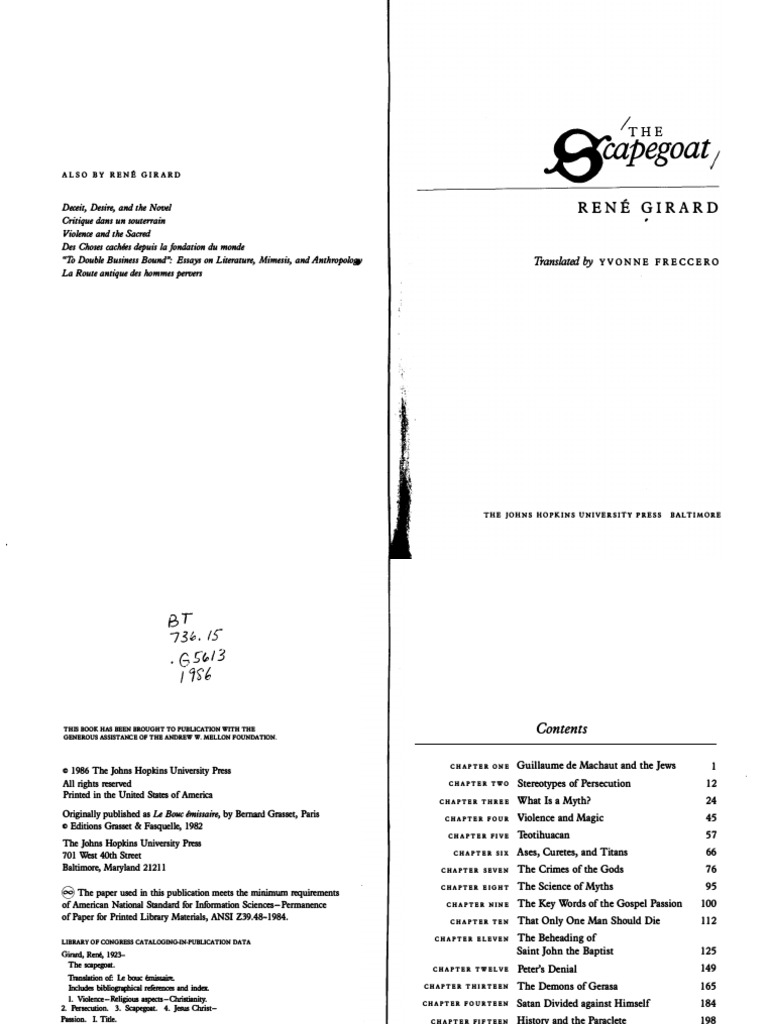 René Girard-The Scapegoat-The Johns Hopkins University Press (1989) PDF ...