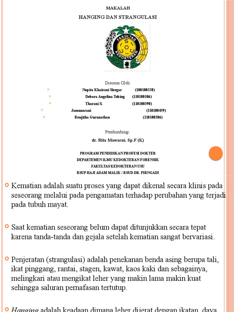 Slide Forensik Hanging N Strangulation | PDF
