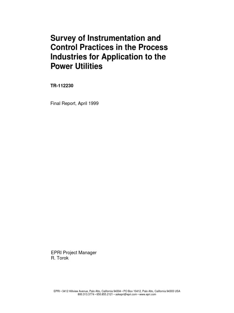 Survey of Instrumentation and Control Practices in The Process ...