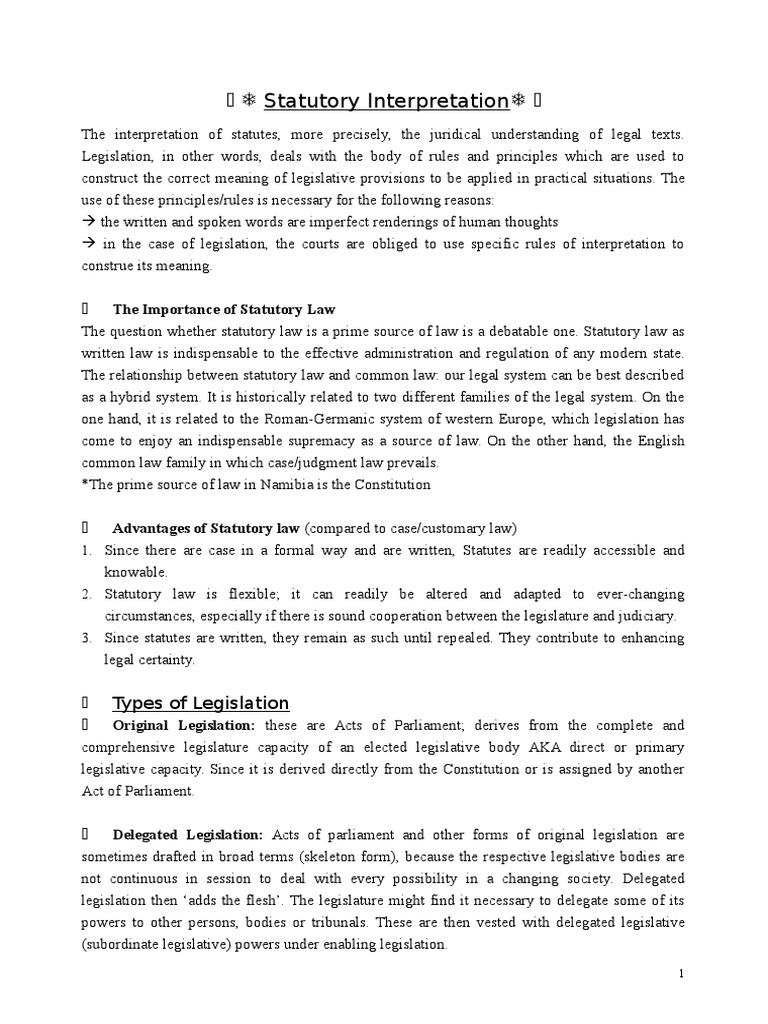 Statutory Interpretation Notes | PDF | Statutory Interpretation | Plain ...