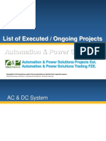 List of Executed / Ongoing Projects: Automation & Power Solutions