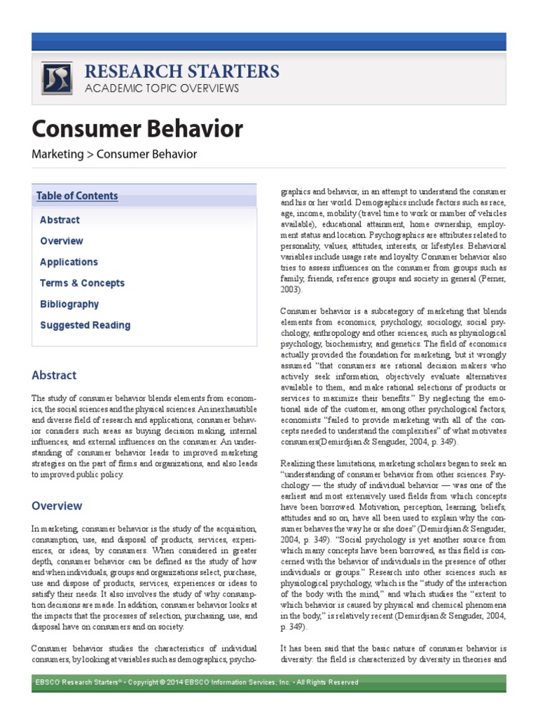 consumer behavior research pdf