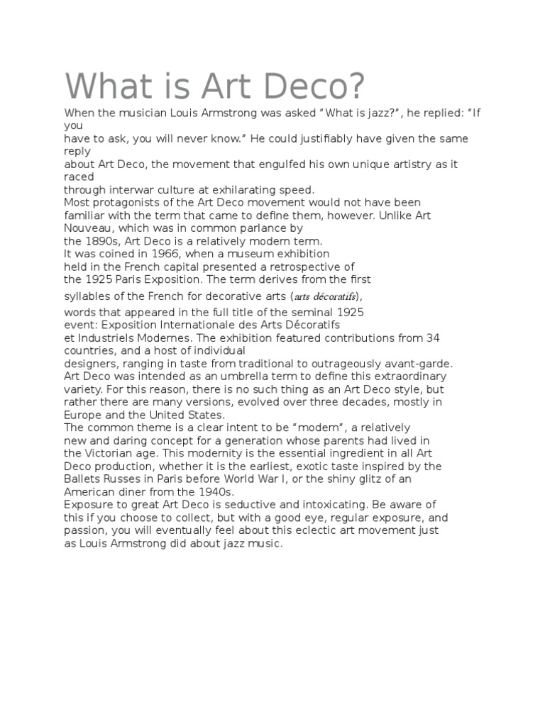 What Is Art Deco PDF Art Deco Paris