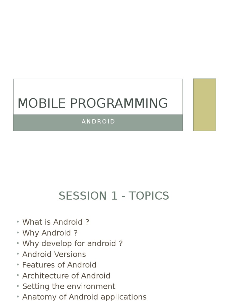 Android Mobile Programming Guide - 38 Characters | PDF | Android ...