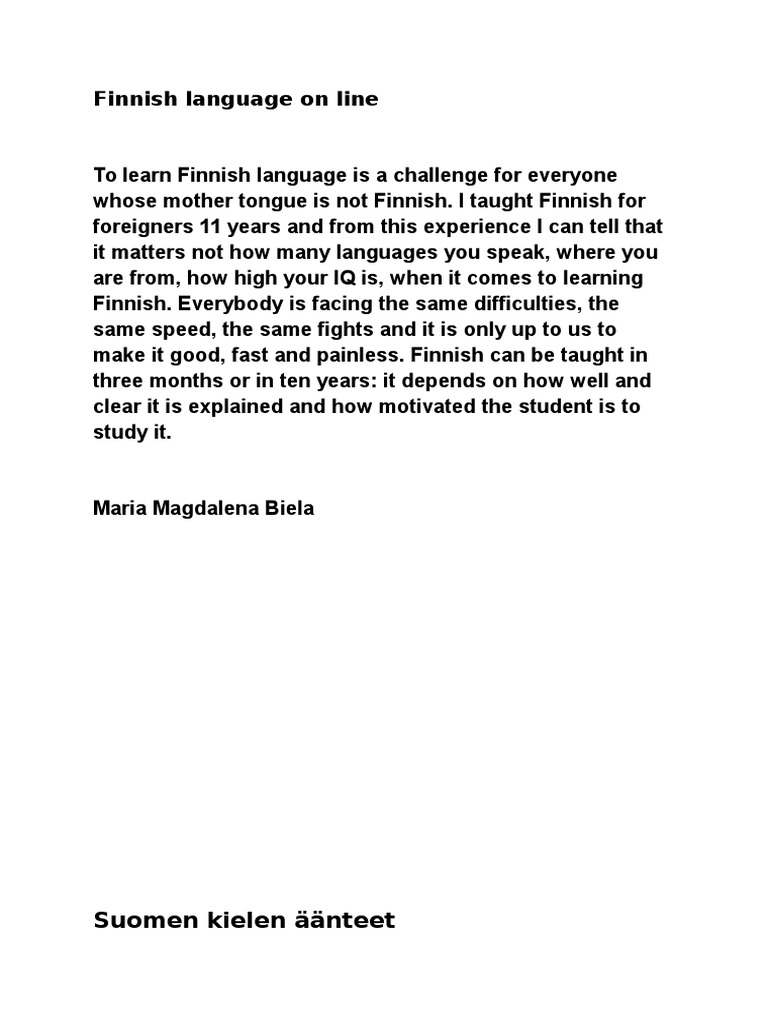 Finnish Language Learning Guide | PDF | Language Arts & Discipline