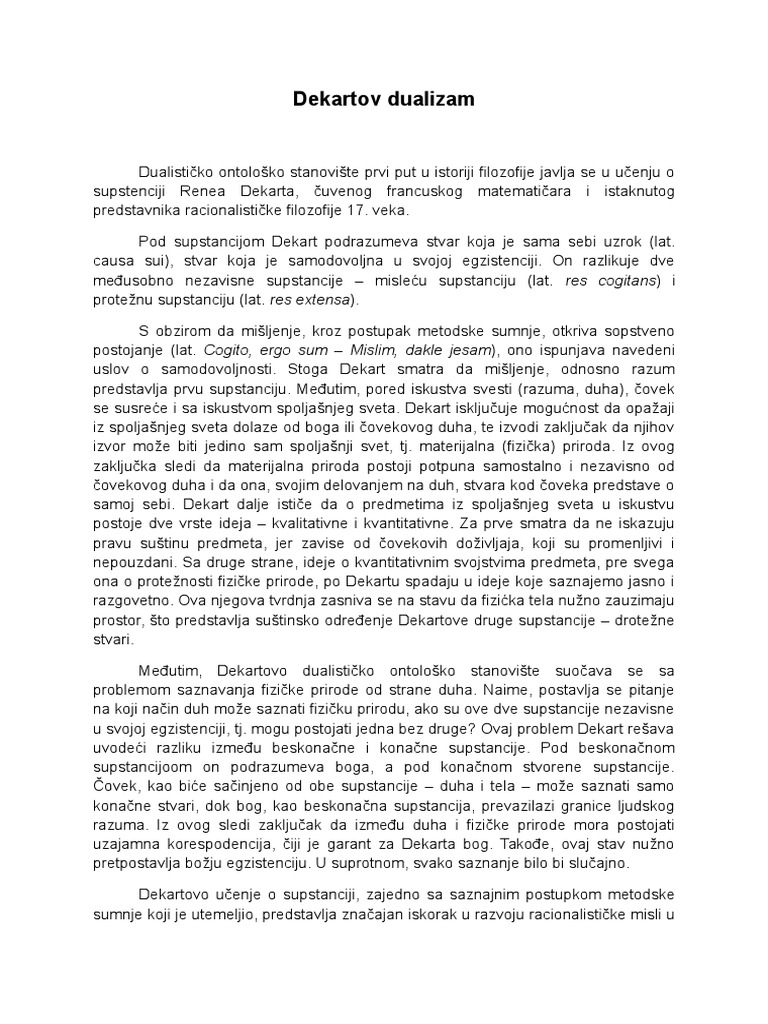 Dekartov Dualizam | PDF