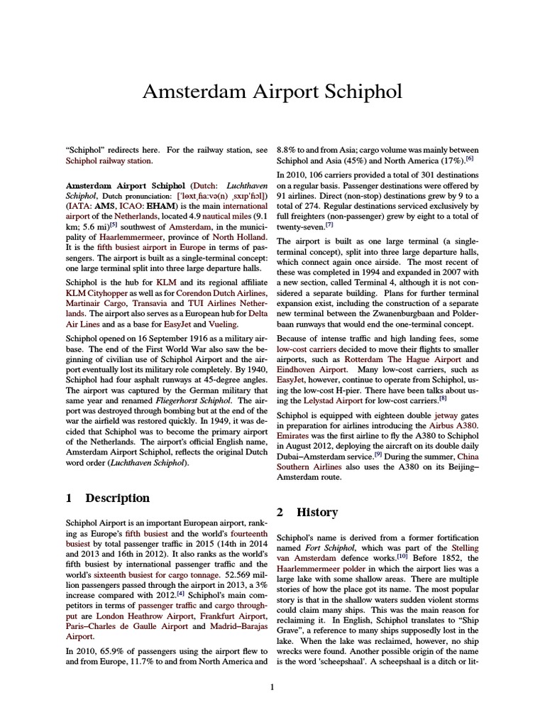 Amsterdam Airport Schiphol Airlines Aviation