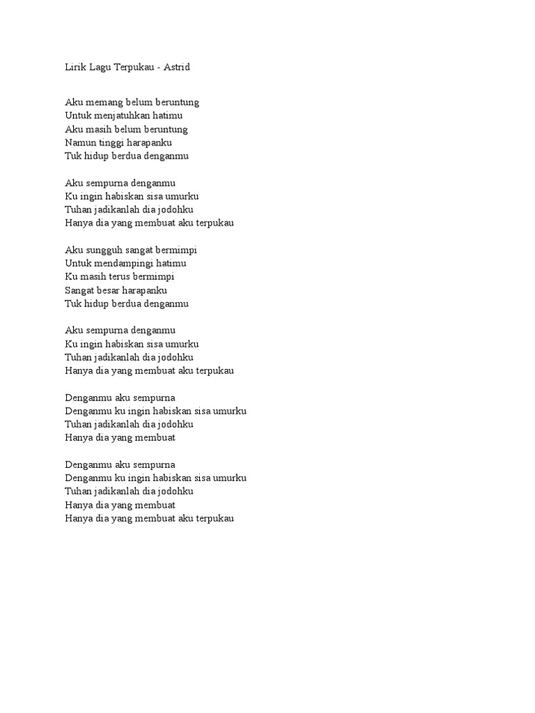 Lirik Lagu Terpukau Pdf