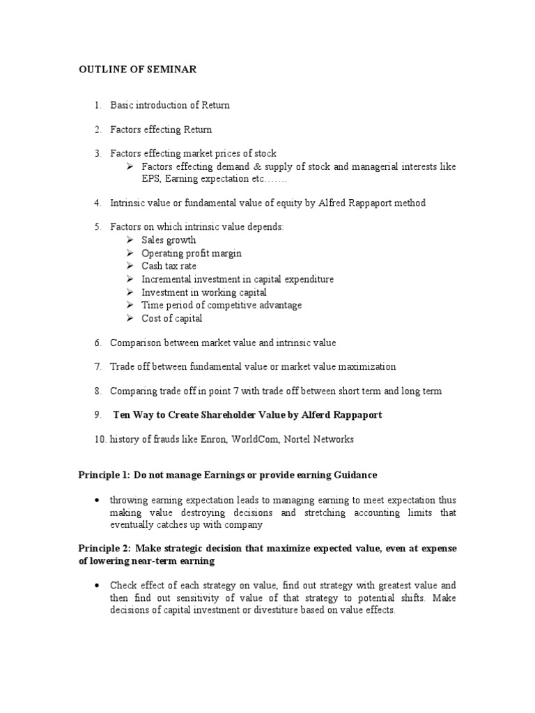 Alfred rappaport 7 value drivers free
