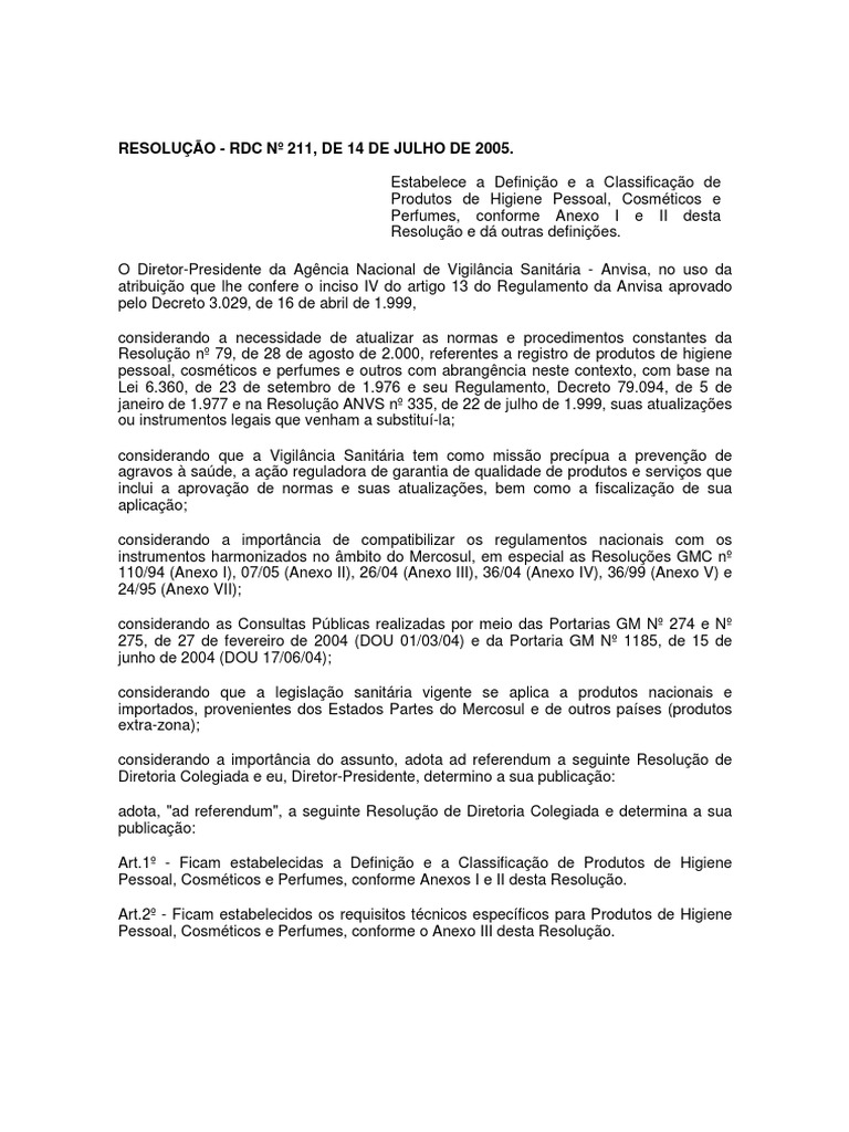 RDC 211-2005 PDF | PDF | Finanças e Administração de Capital | Direito