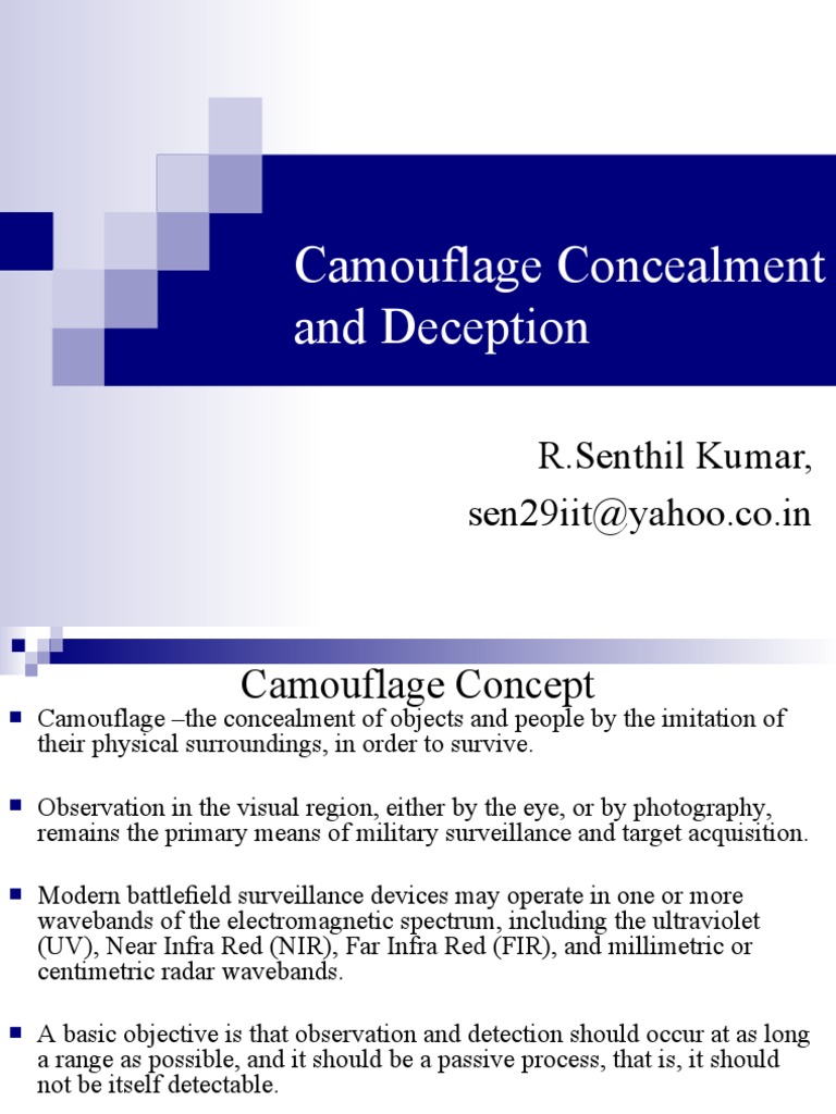 Camouflage Concealment and Deception PDF Infrared Deception