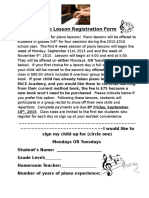 Piano Lesson Registration Form 2015-2016 Session I