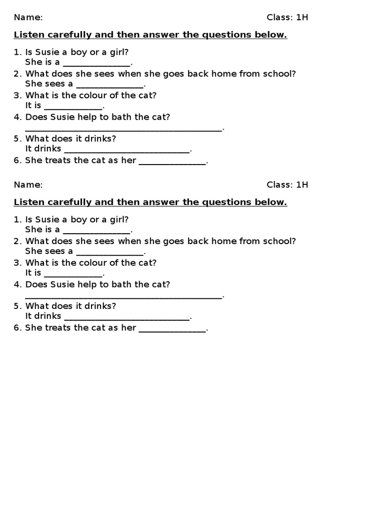 Listen Carefully and Then Answer The Questions Below | PDF | Language ...
