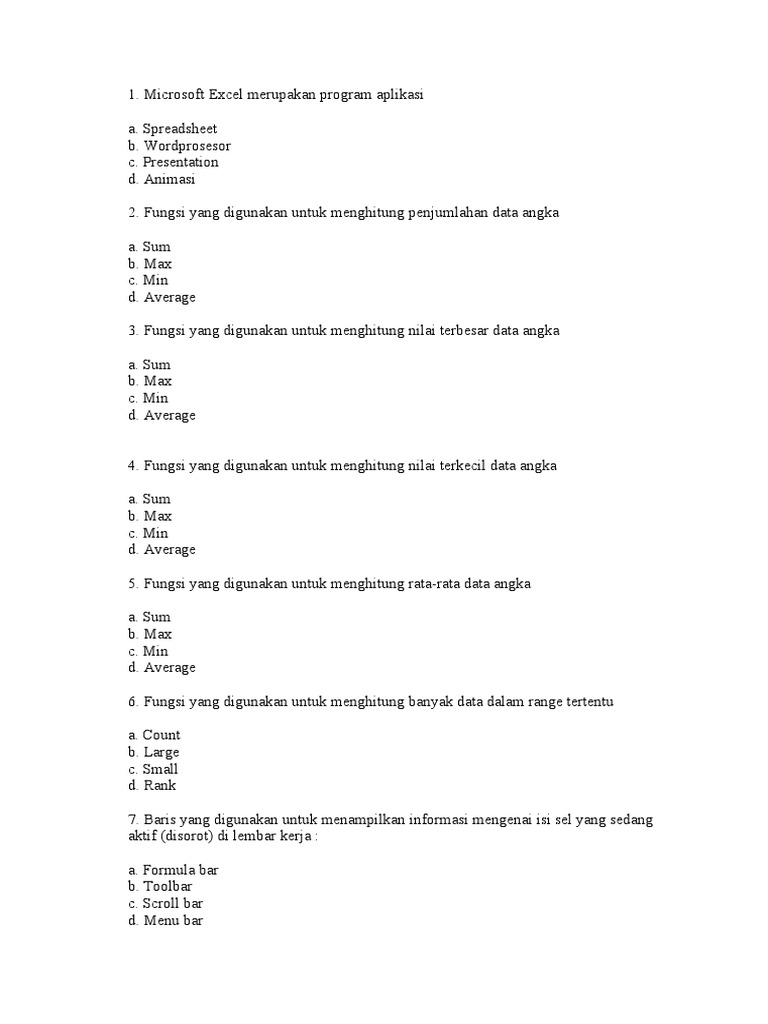 Soal Excel 1