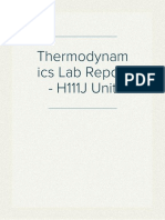 Thermodynamics Lab Report - H111J Unit