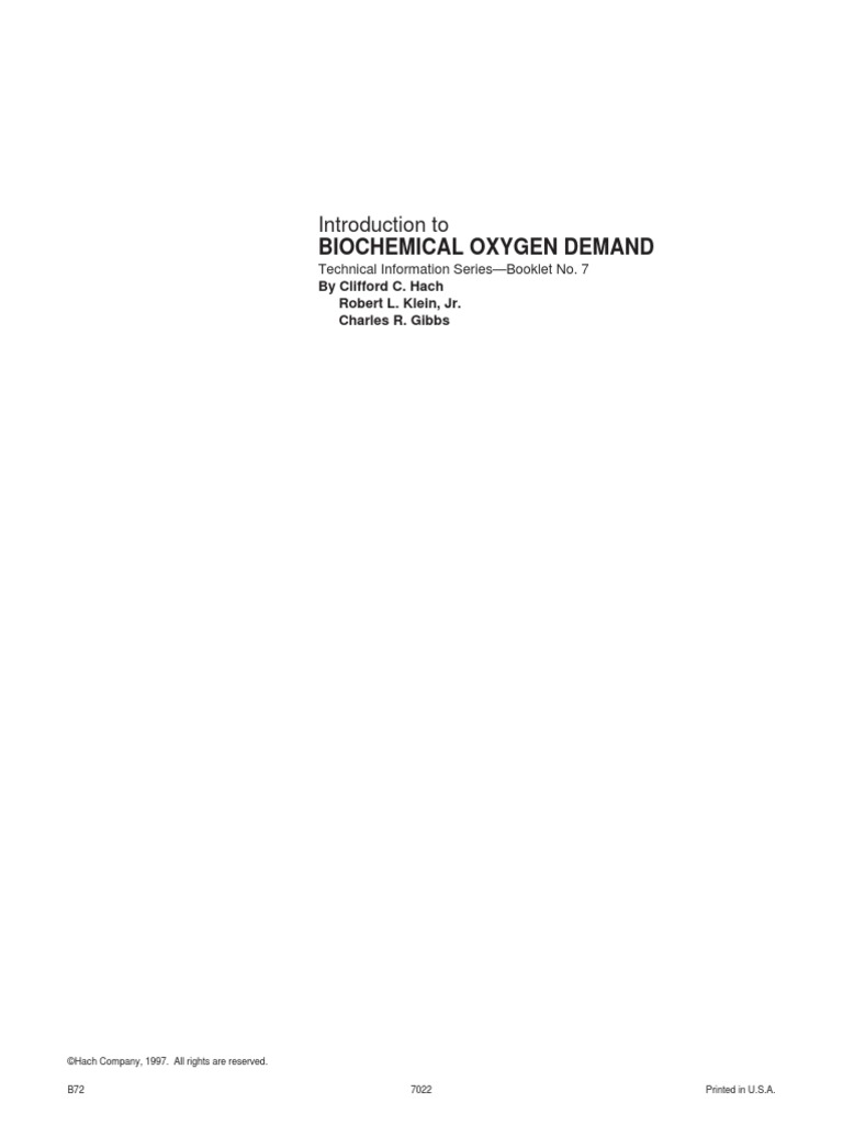 Introduction To Biochemical Oxygen Demand | PDF | Sewage Treatment | Oxygen