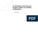 Un Ejercicio de Articulación Curricular de La Educación Parvularia y Básica en El Ambito Del Aprendizaje Matemático