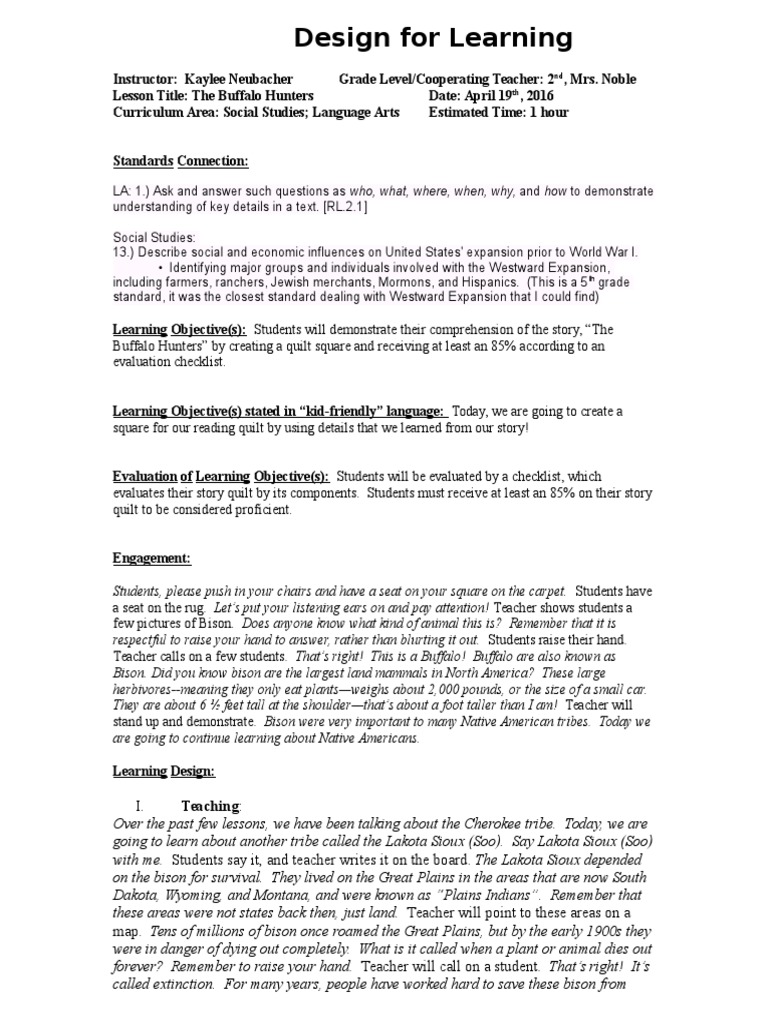 Design For Learning: Teaching | PDF | American Bison | Sioux