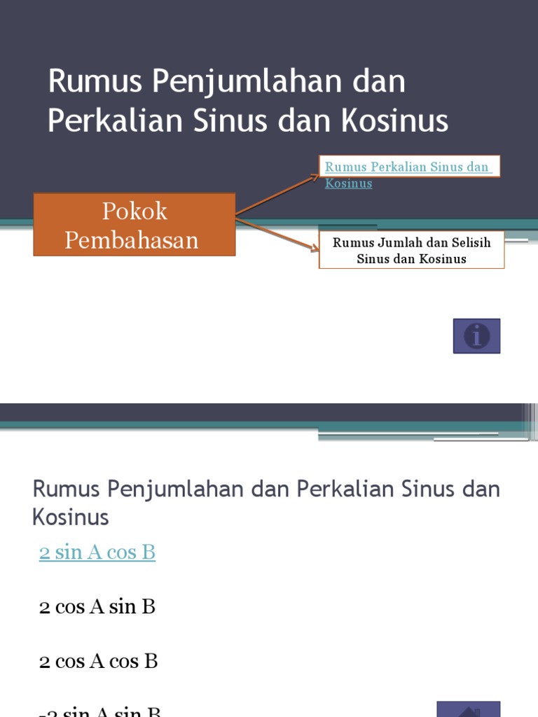 Rumus Penjumlahan Dan Perkalian Sinus Dan Kosinus