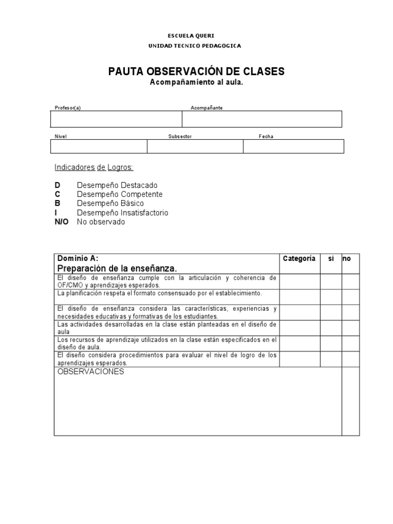 Pauta de Acompañamiento al Aula | PDF | Maestros | Toma de decisiones