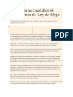 El Gobierno Modificó El Reglamento de Ley de Mype