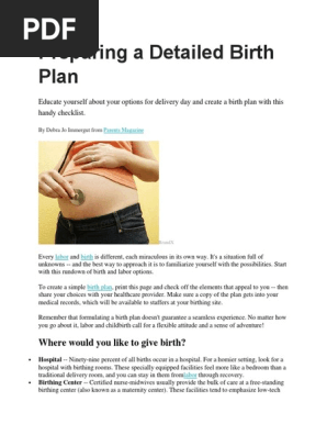 Preparing a Detailed Birth Plan