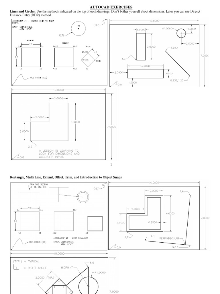Autocad Exercises for 2D and 3D