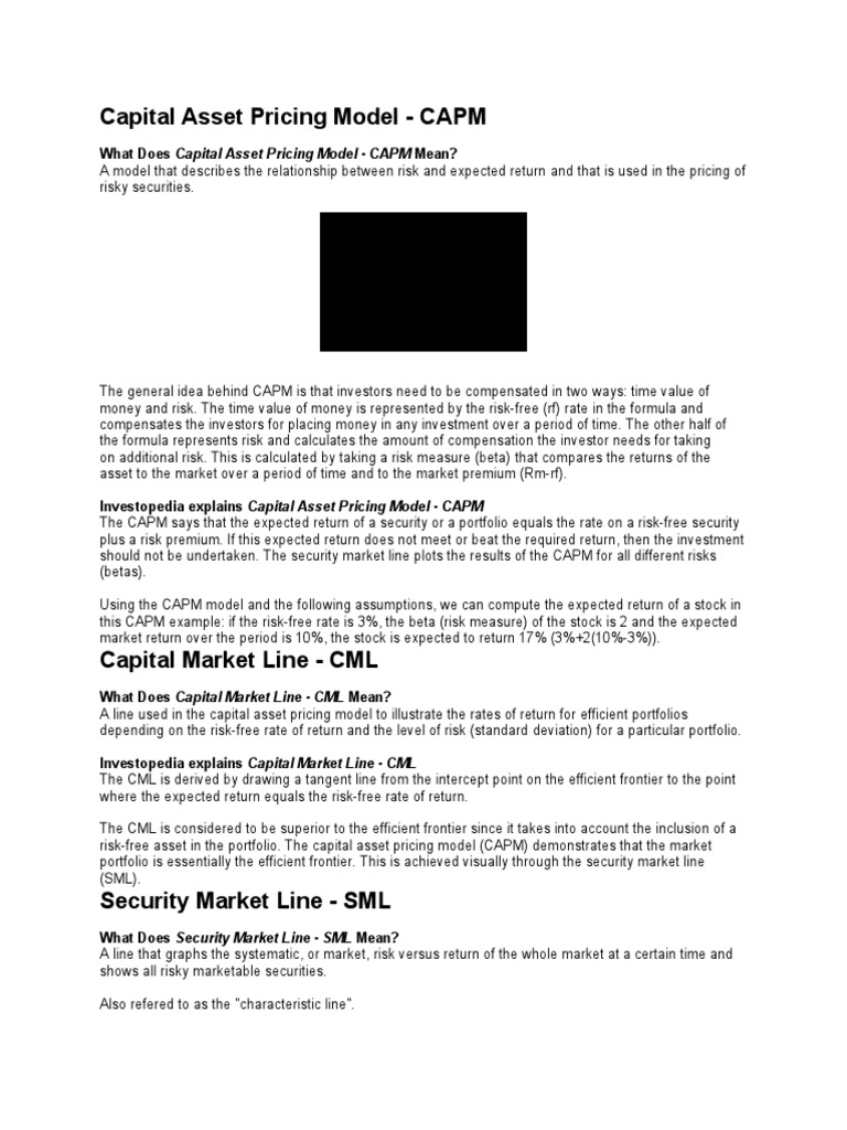 What Does Capital Asset Pricing Model CAPM Mean? PDF Capital