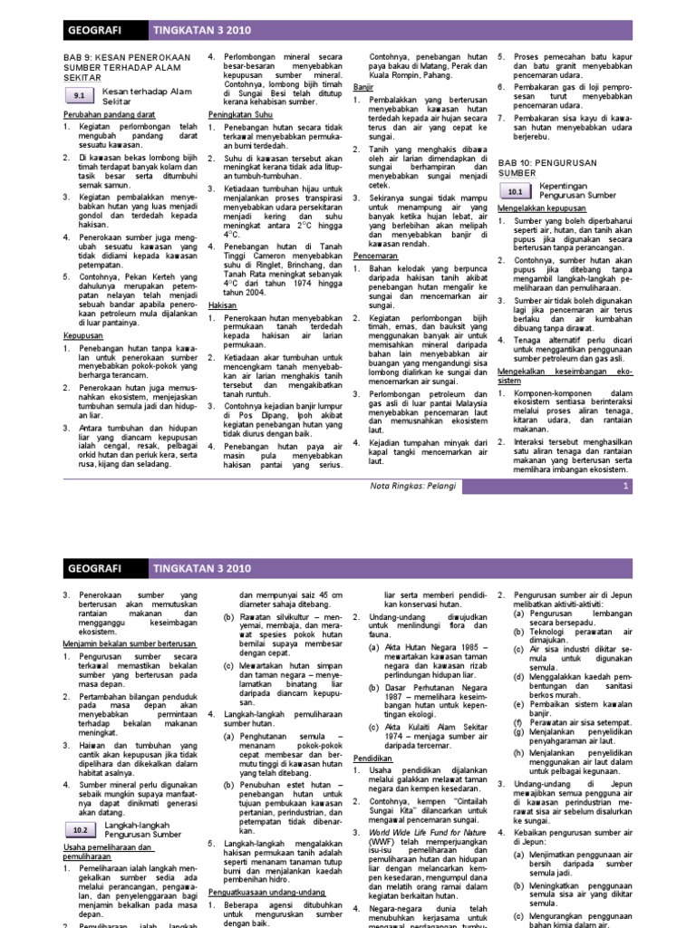 Nota Geografi Tingkatan 3  PDF