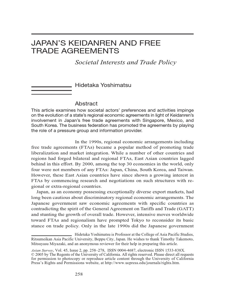 258.full Japan North American Free Trade Agreement