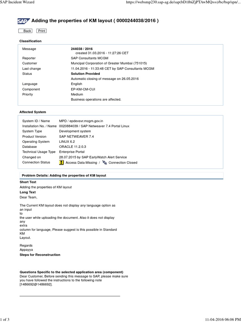 KM Layout Properties Enhancement Inquiry | PDF | Sap Se | Linux