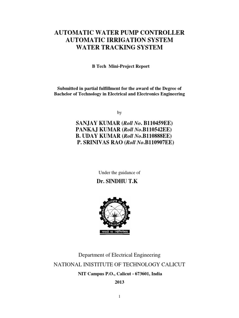 Automatic Water Pump Controller PDF Relay Inductor