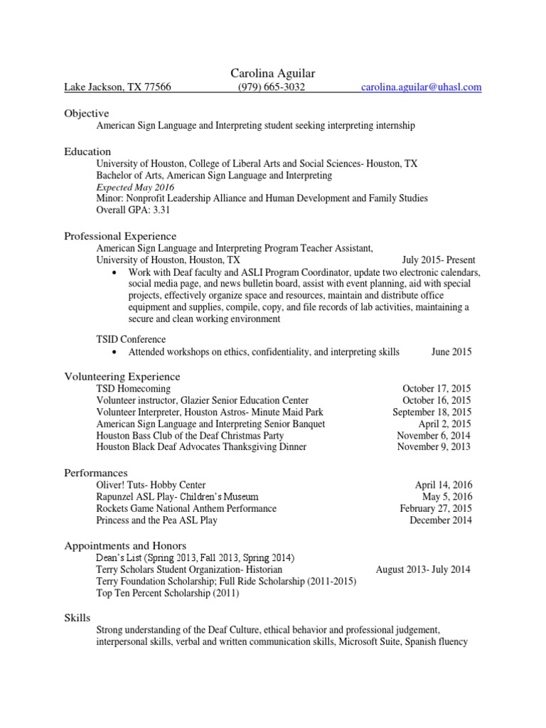 Asl Resume 2016 | PDF | Social Science | Language Arts & Discipline
