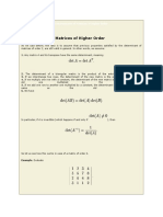 Determinants of Matrices of Higher Order