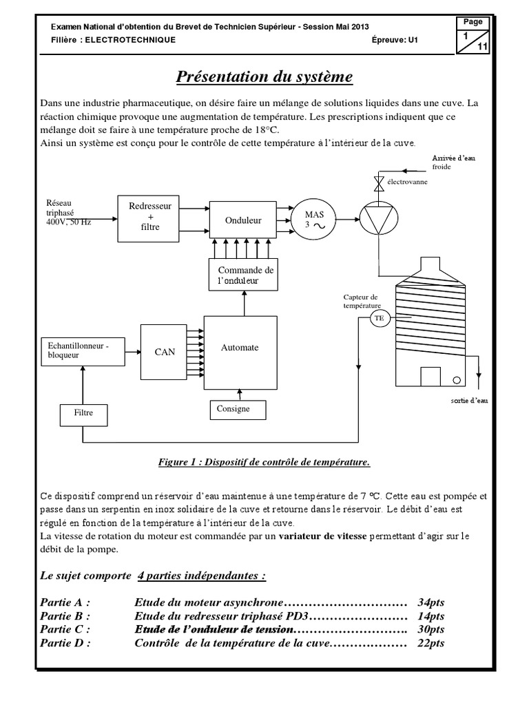 Sujet u1 Final1 BTs Electrotechnique Électrotechnique Électromagnétisme