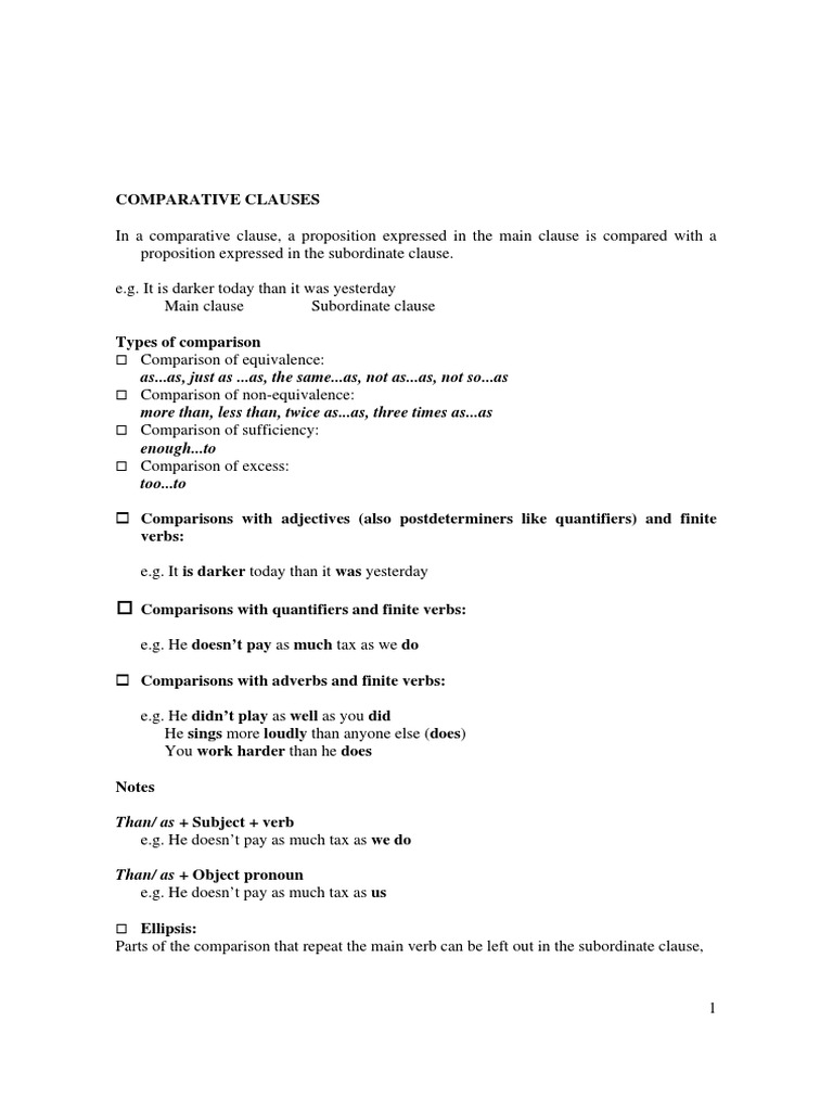 Comparative Clauses | PDF | Clause | Verb